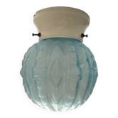Plafonnier boule art déco verre et porcelaine