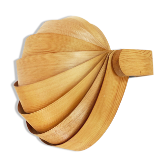 Pine veneer wall lamp/visor light by Translandia. Denmark 1960s
