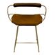 Contemporary bar stool with a back, aged brass metal and natural tobacco leather.