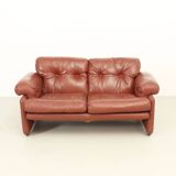 Coronado two-seater sofa by Tobia Scarpa in cognac leather, 1969