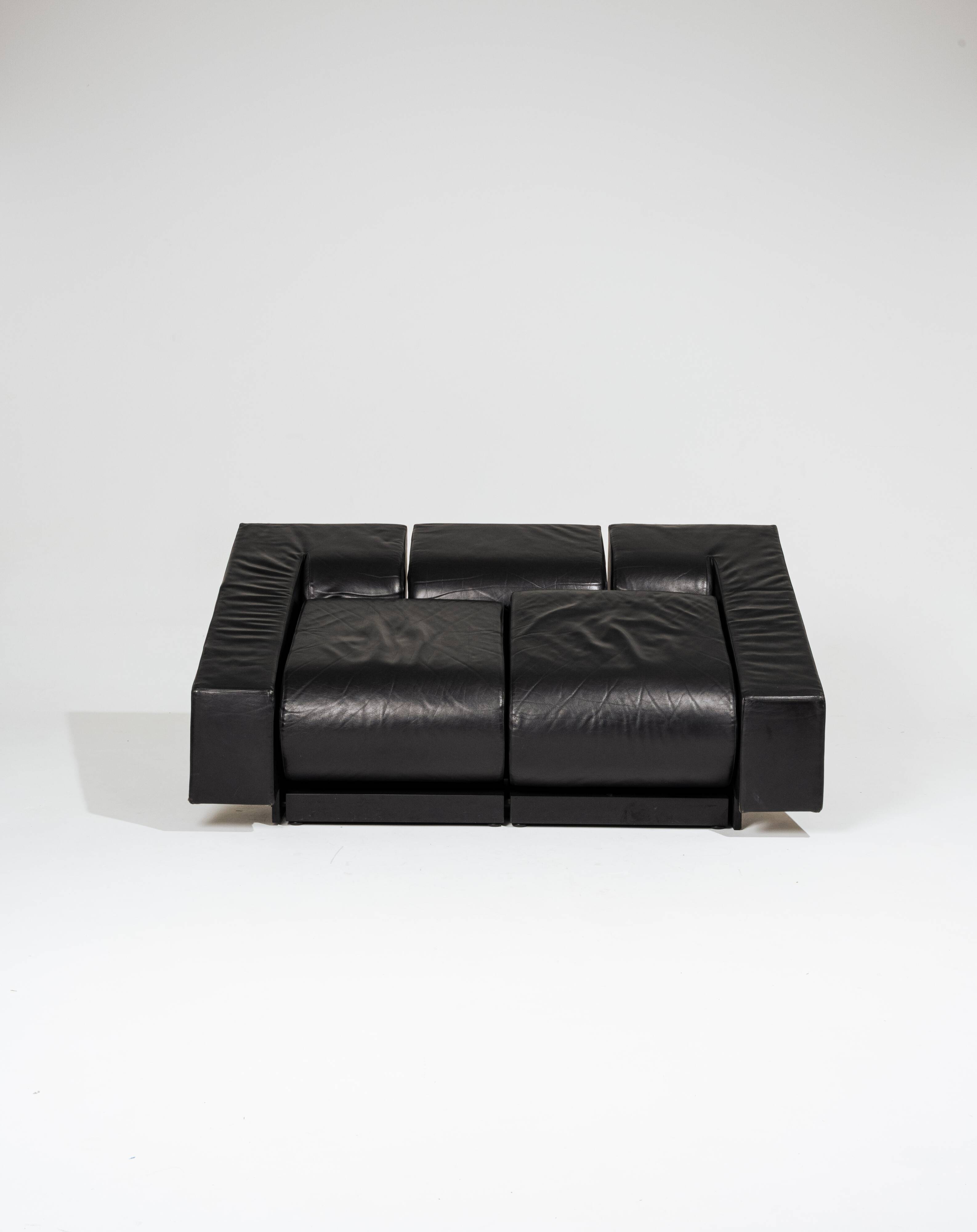 Obliqua two-seater leather sofa, Mario Botta, 1980s