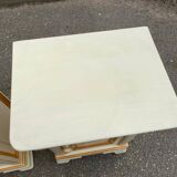 2 Louis Philippe bedside tables in solid beige wood.