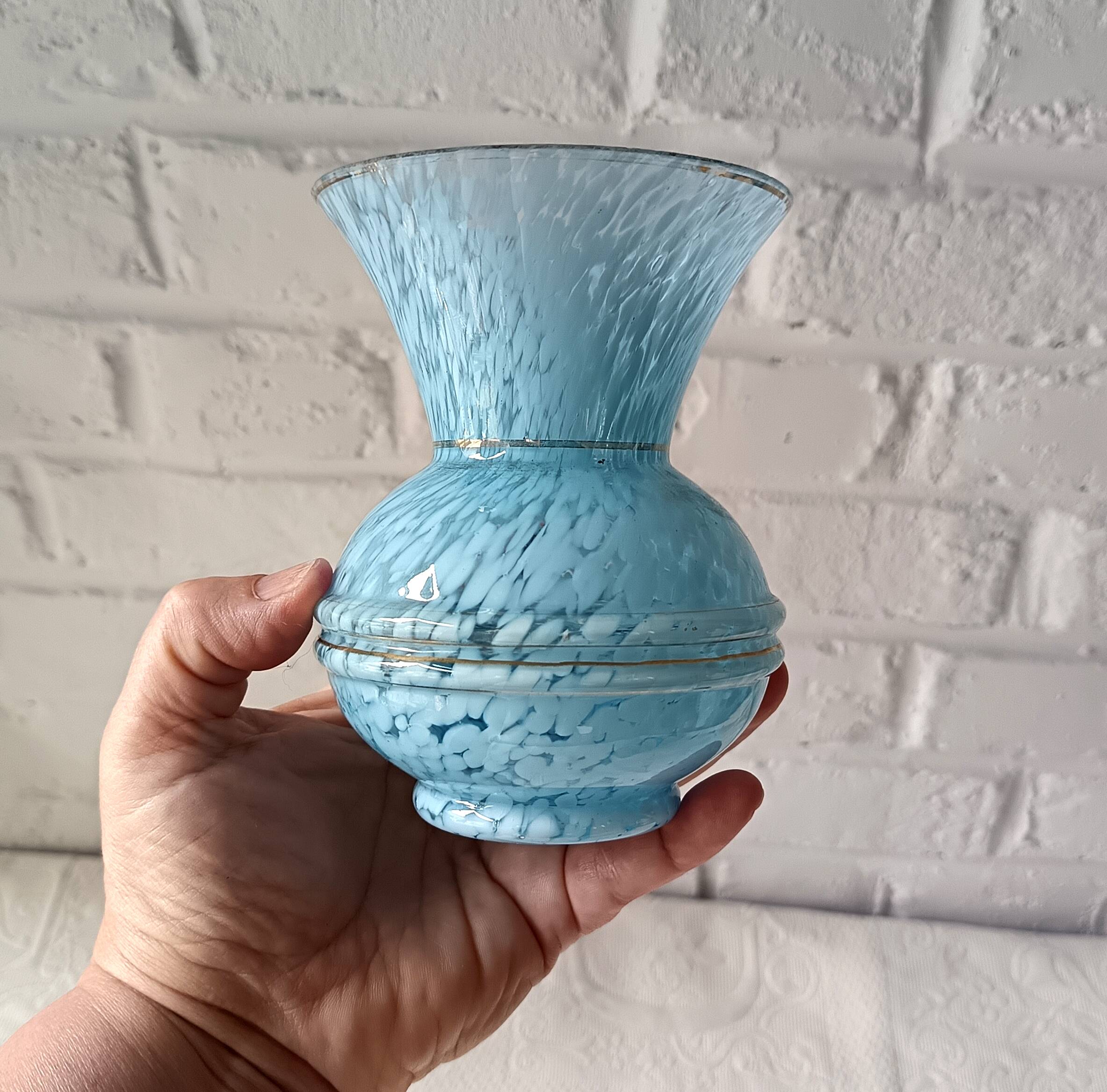 Small vintage light blue Clichy vase