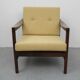 Mid-century walnut armchair in yellow 1960s