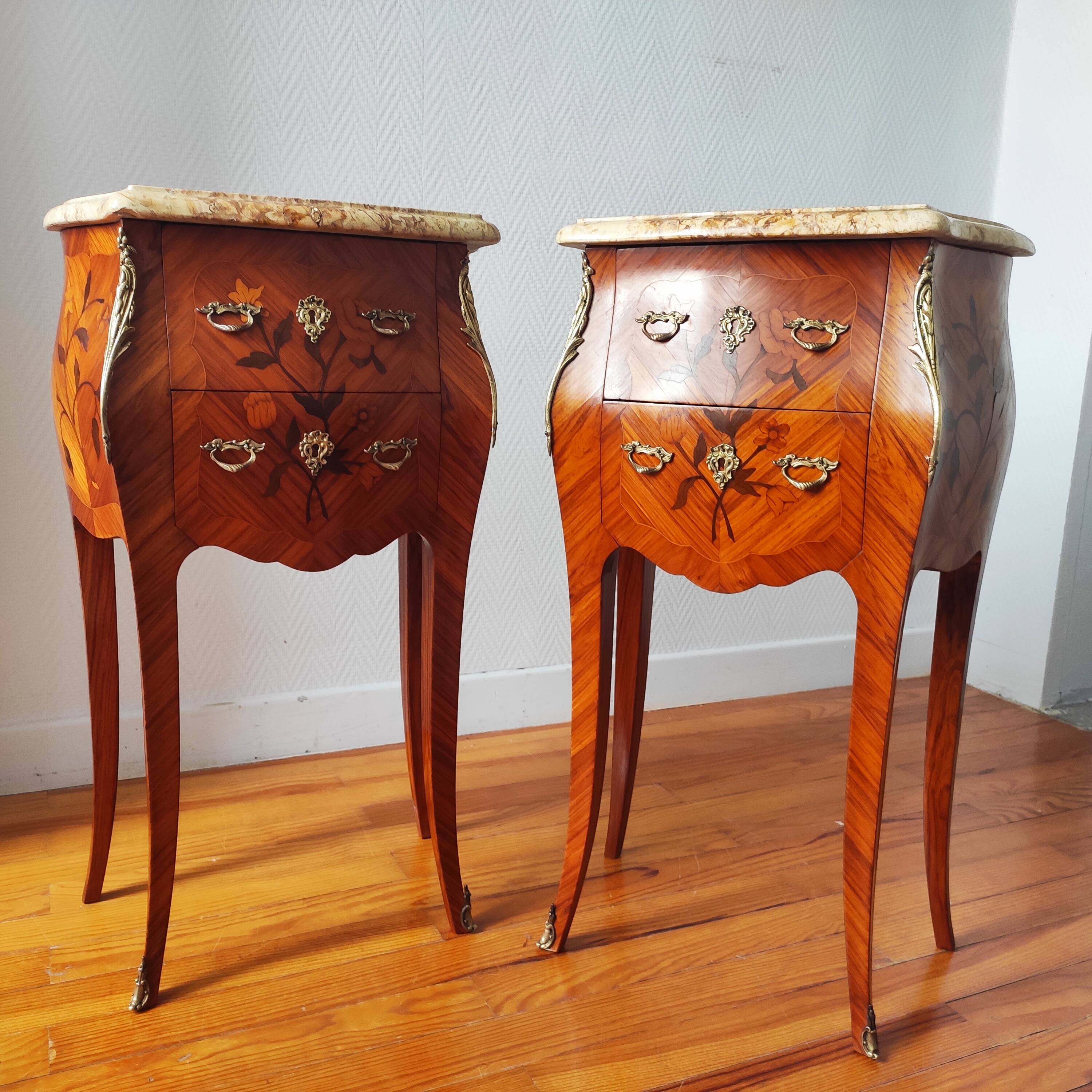 Pair of Louis XV style bedside tables