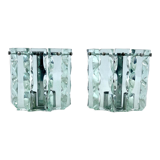 Set of two cut glass sconces by Zero Quattro, Italy 1970s