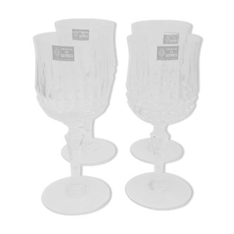 4 white wine glasses stamped Crystal of Sèvres model Savannah never served H 14 cm
