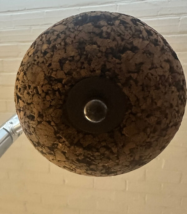 Rare lampe à tension-double éclairage, sphères en liège, Allemagne 60s