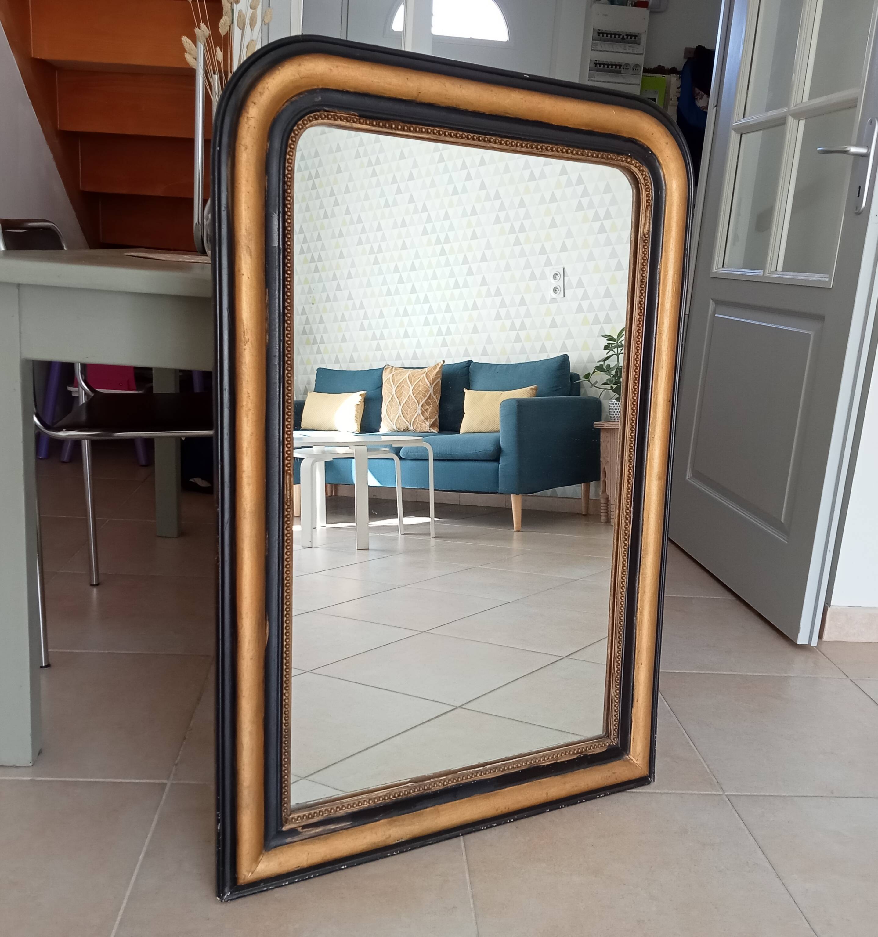 Louis Philippe mirror 105*71cm in wood and stucco 19th century