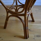 Table ronde rotin et verre