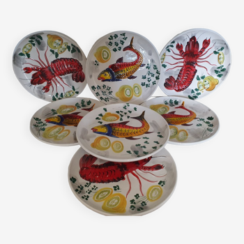 Hand-painted crustacean plates
