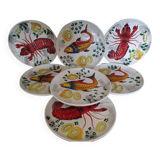 Hand-painted crustacean plates