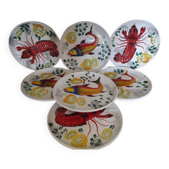 Hand-painted crustacean plates