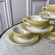 Set of 6 cups and textured yellow sub-cups digoin sarreguemines 50s