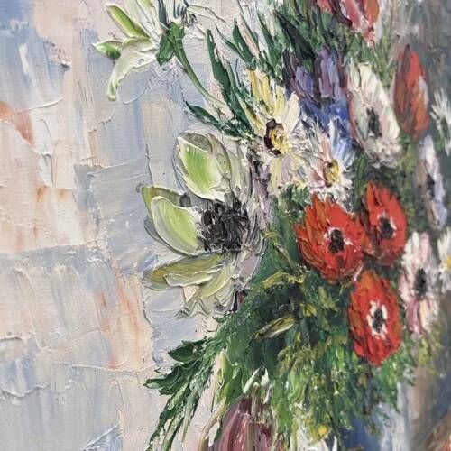 Original Antique Bouquet Flowers Oil Painting, Perfect Painting, Framed, Signed