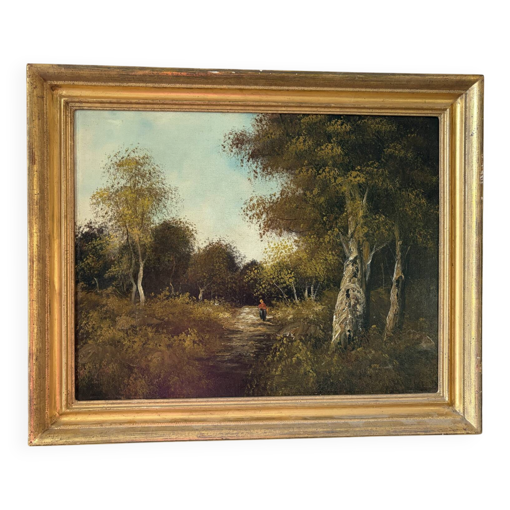 Balade en forêt, huile sur toile
