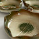 Set of 3 vintage ceramic leaf-shaped dishes, catchalls.