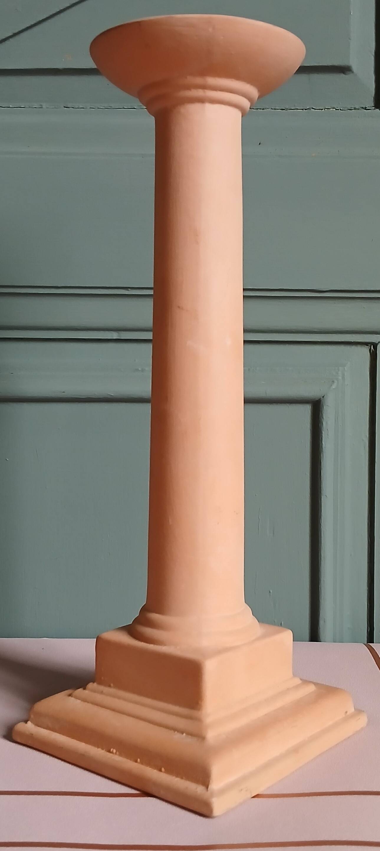 Bougeoir colonne terracotta