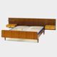 Vintage double bed with nightstands in teak, maple, brass & glass, 1960s