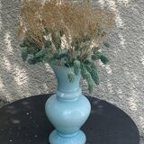 Large vintage pastel blue opaline vase