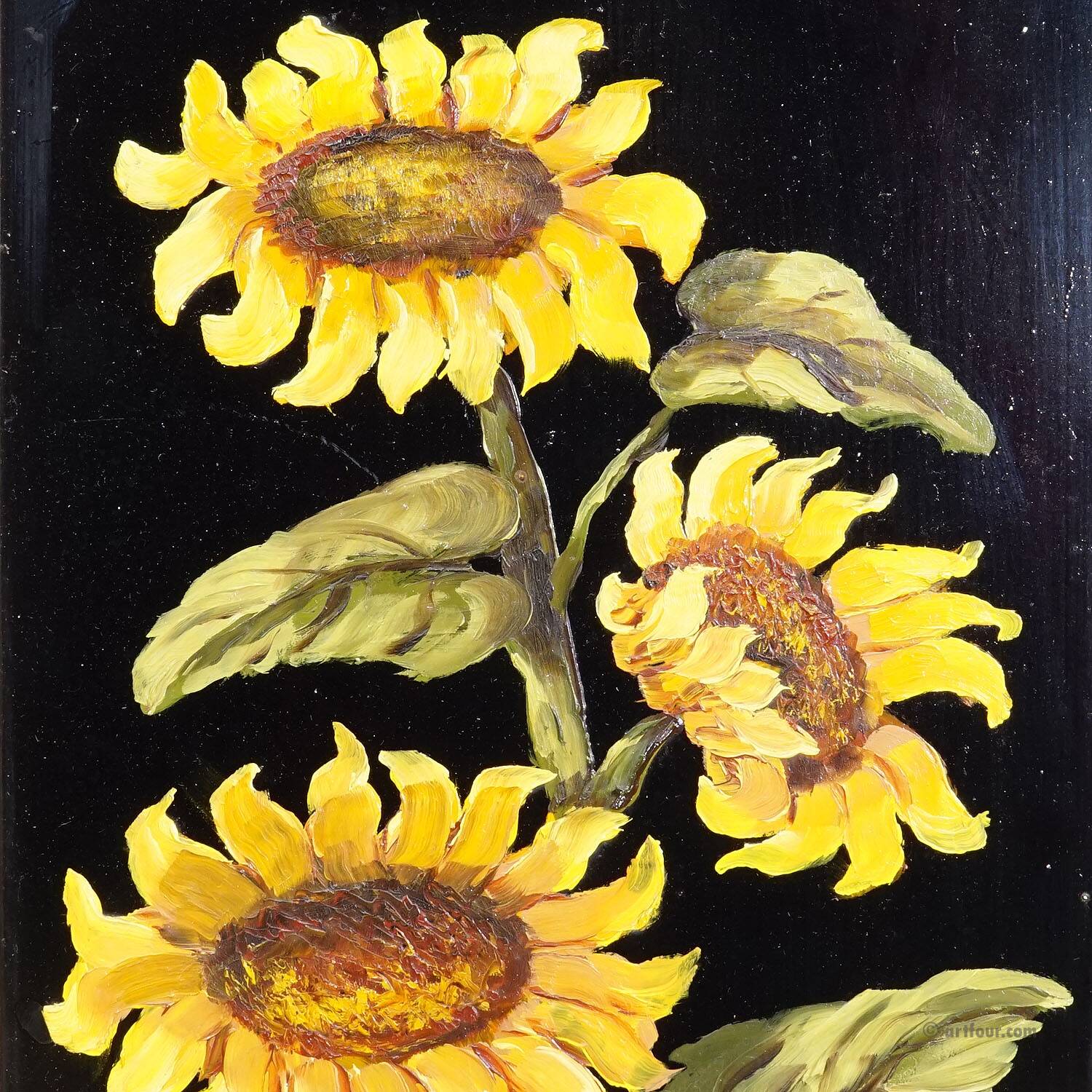 Set of five vintage flower still life paintings.