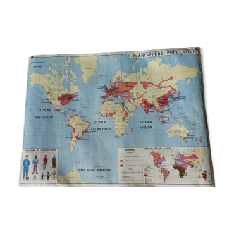 Map world map of the planisphere world MDI 1960