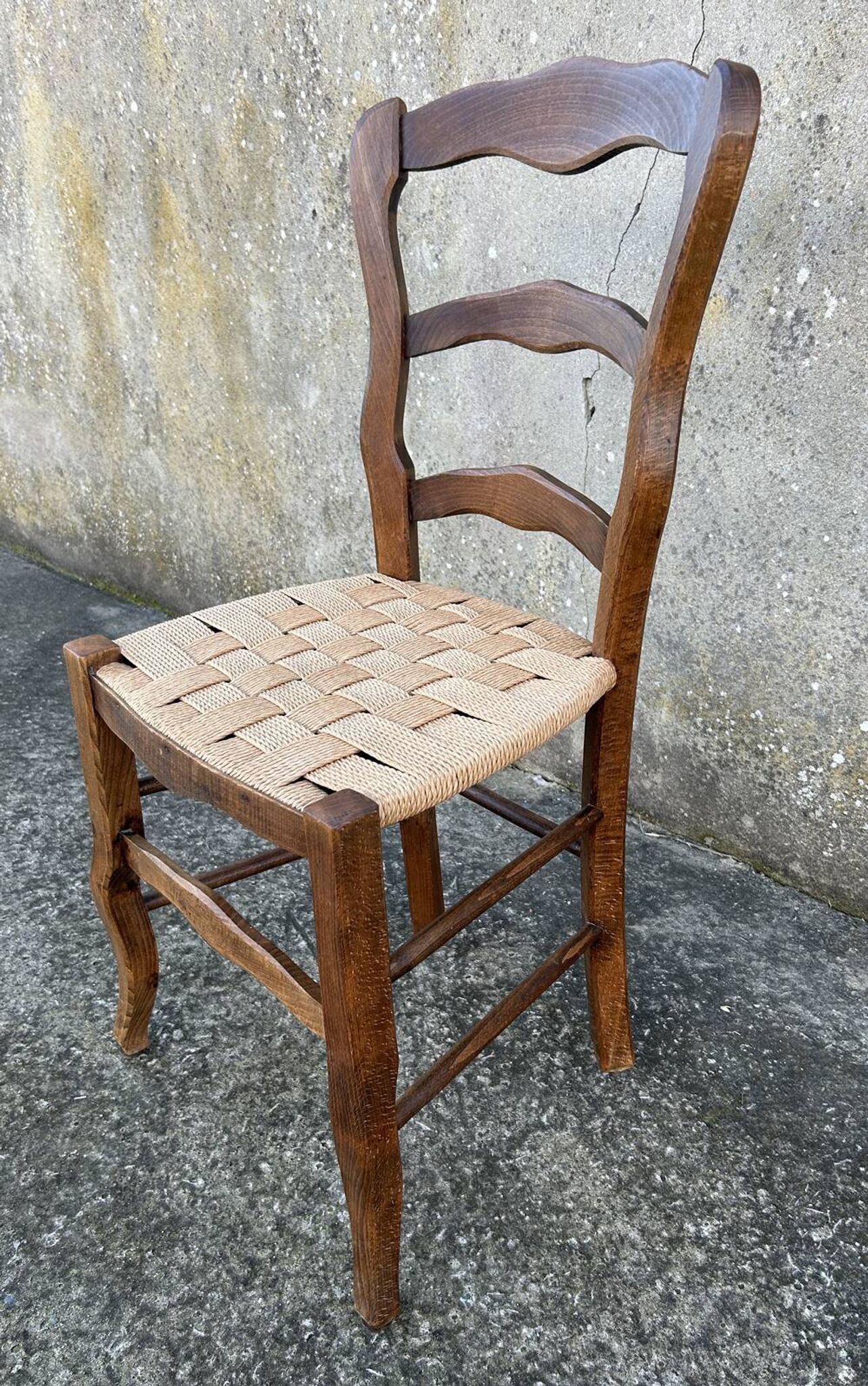 Chaise Louis Philippe, assise tissée, fin XIXème s.