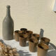 Set of 8 cups in glazed stoneware vintage Digoin 1970