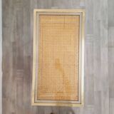 Trolley with wheels, wicker, brass and steel