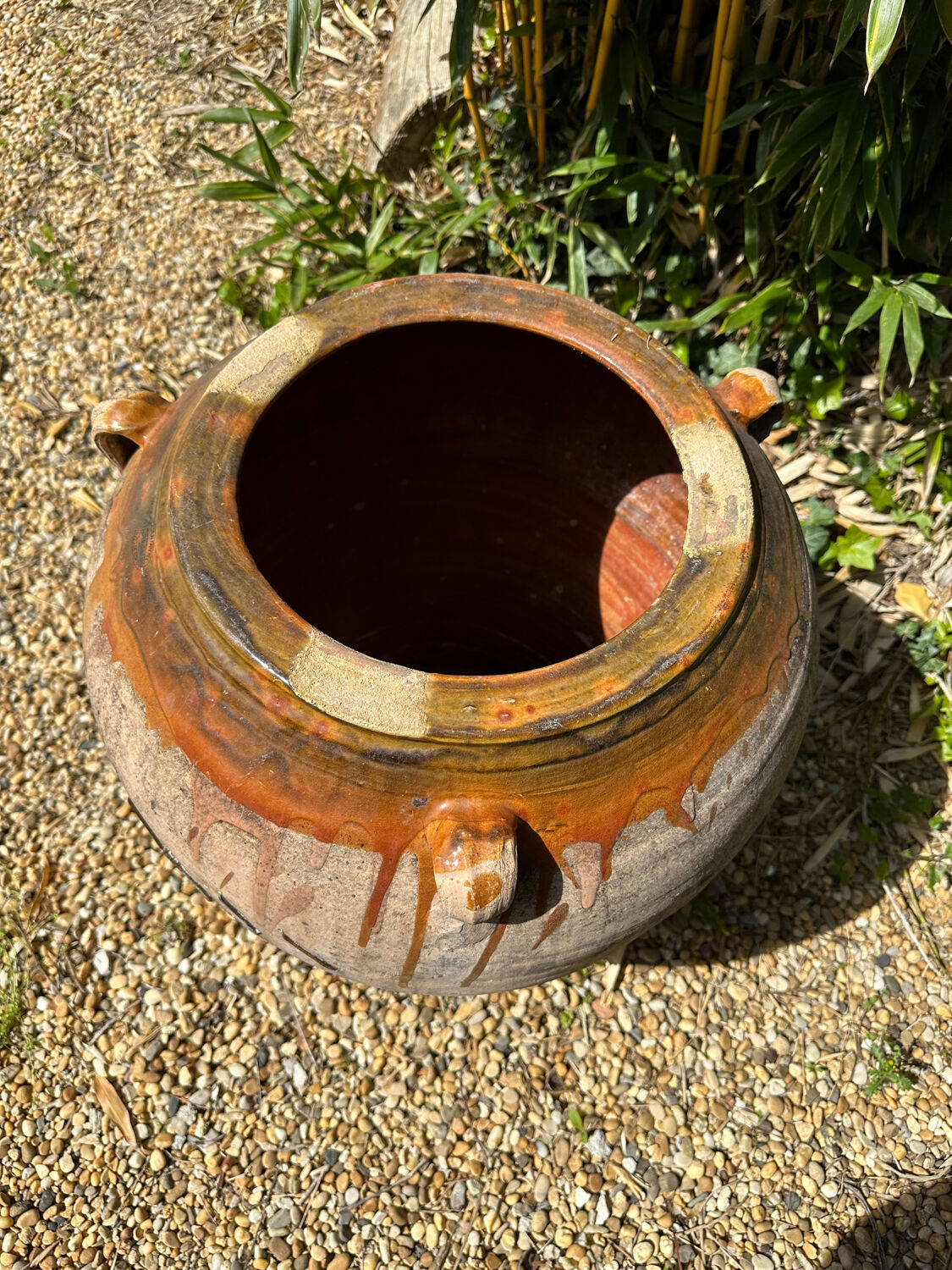 Ancient terracotta pottery jar from the 19th century.