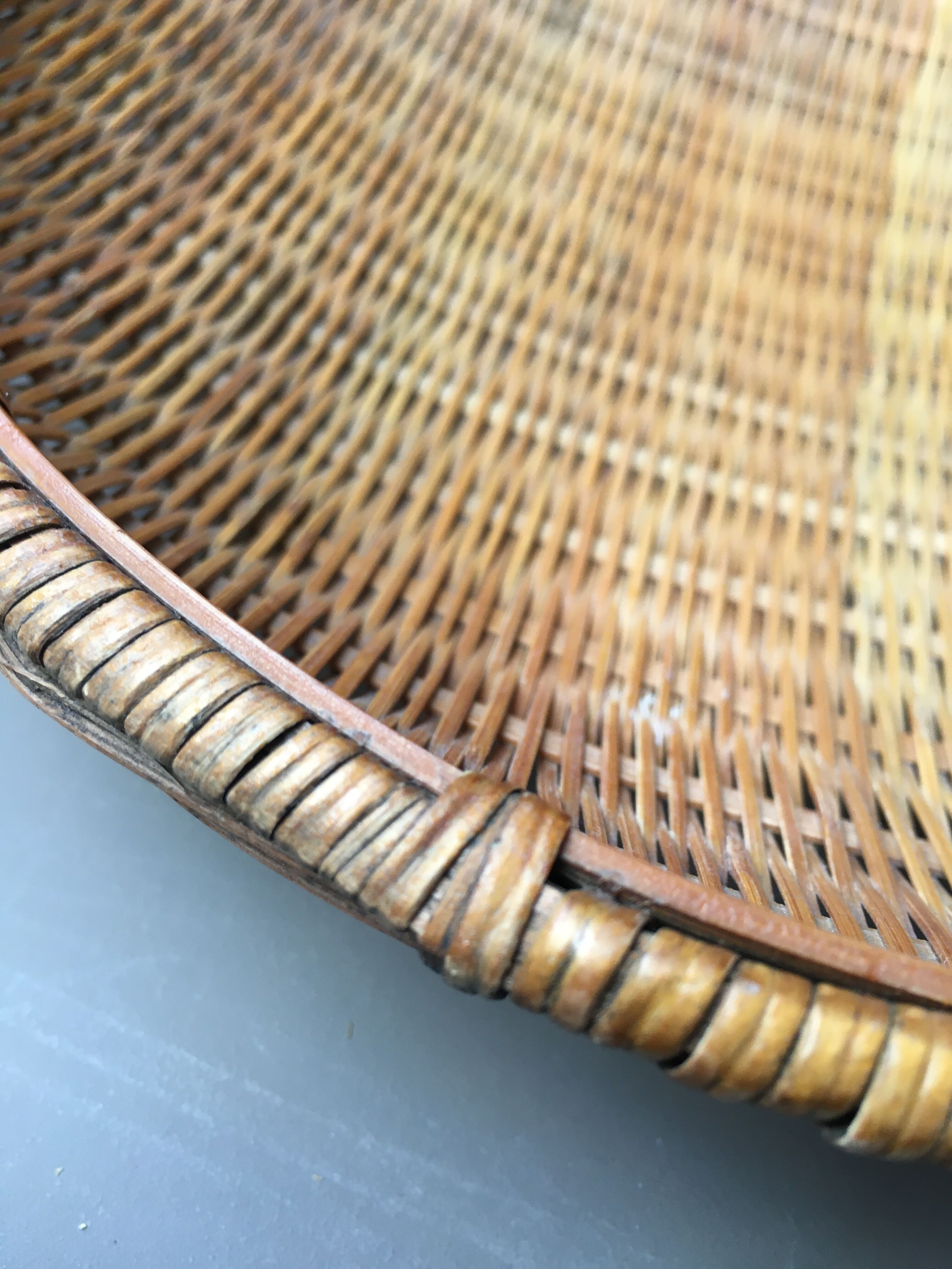 Set of 2 rattan and bamboo baskets