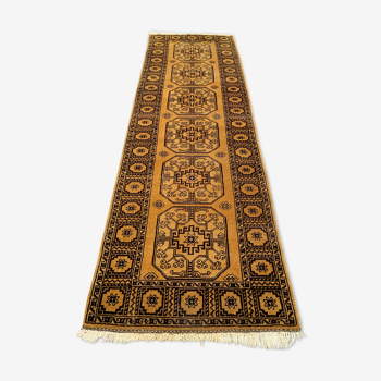 Gold afghan runner 245x80 cm, afghan chobi rug, yellow, black