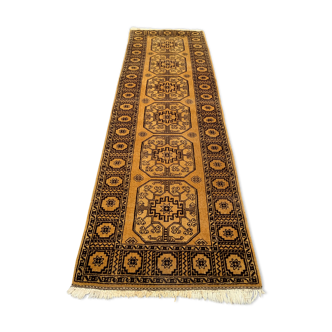 Gold afghan runner 245x80 cm, afghan chobi rug, yellow, black