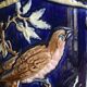 Ancien cache pot en faïence barbotine décor oiseaux - vers 1900