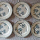 Lot 6 flat plates old iron earth K&G Lunéville Carnations