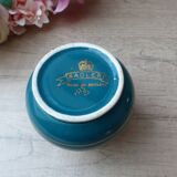 Ancien petit pot à crème Sadler en céramique bleu vert motif doré, pot à lait crémier anglais