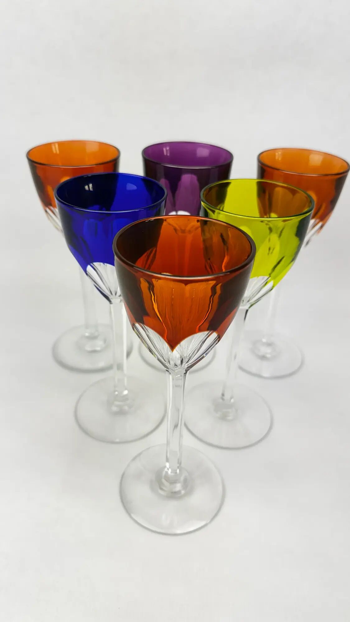 Baccarat, 6 verres Genova en cristal double couleur, 19 cm