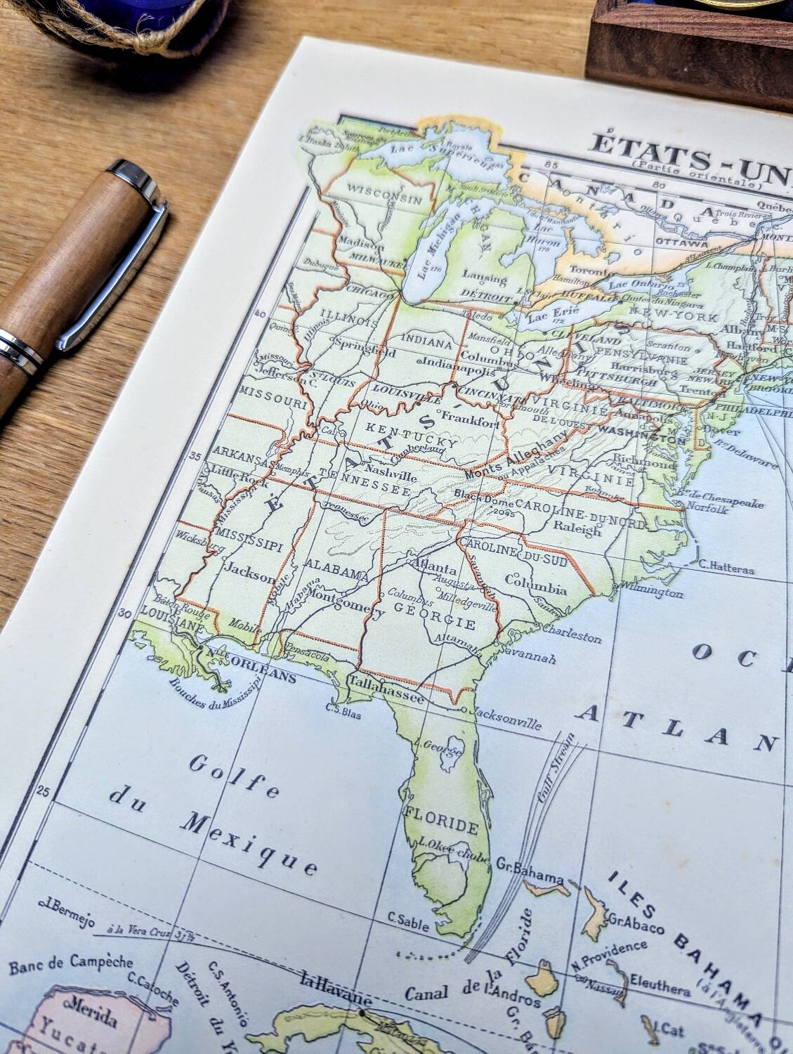 United States and West Indies, Vintage Map, 1895, Authentic.