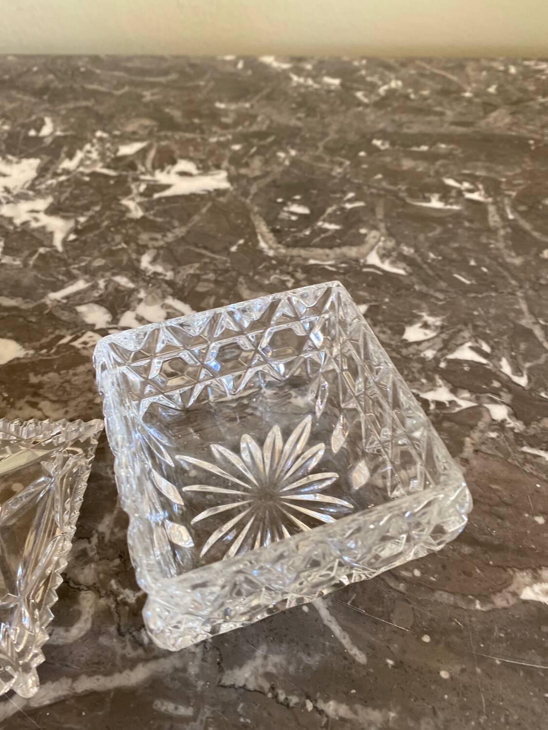 Chiseled glass sugar bowl