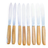 Set of 8 Art Deco Knives with Boxwood Handles & Blades "La Mouette"