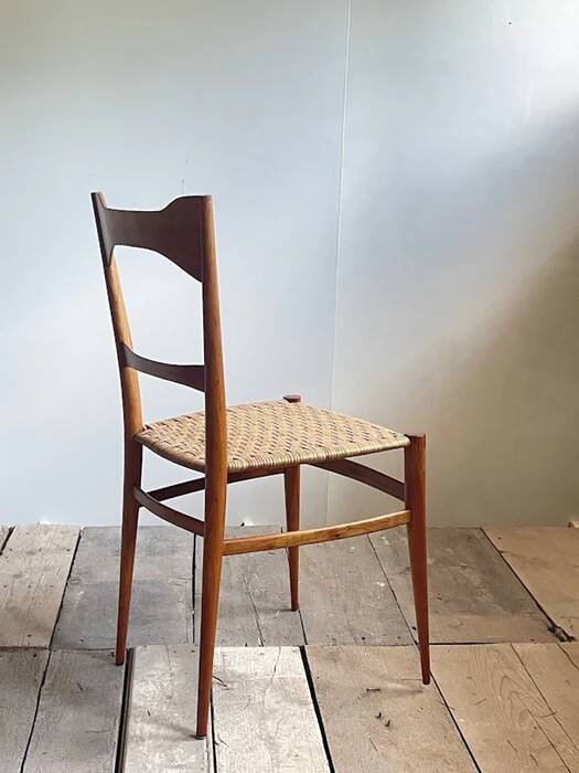 Pair of mid-century woven-seat dining chairs by G.B. Marangoni, Italy 1950s