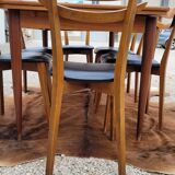 Scandinavian dining room set, 6 chairs with extendable table 1950s