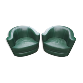 Paire de fauteuils en cuir 1980