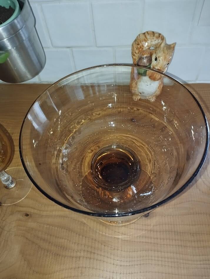 Large fruit bowl or amber blown glass sangria – 1950s/60s
