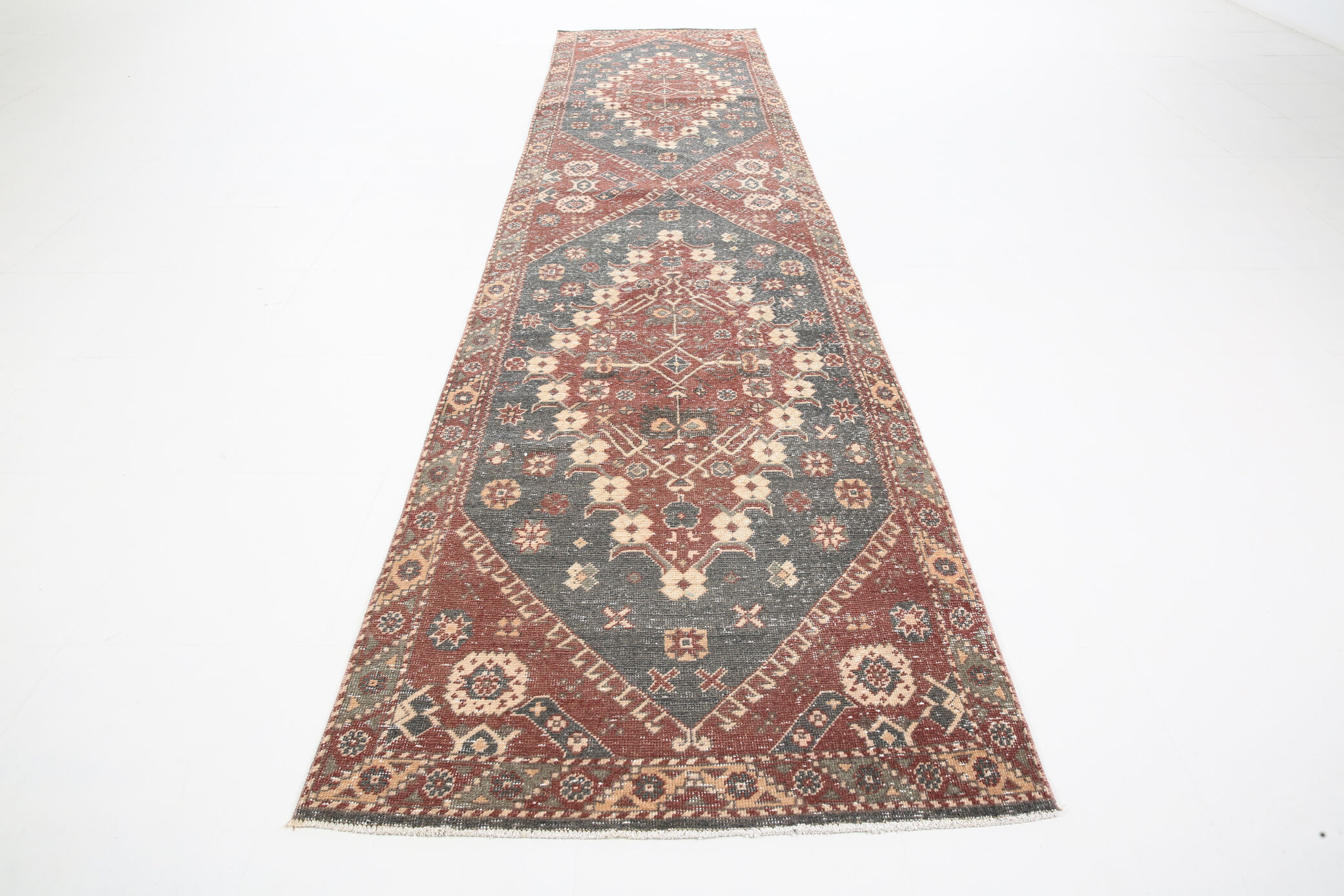 3x13 Persian Antique Runner Rug, 94x387Cm
