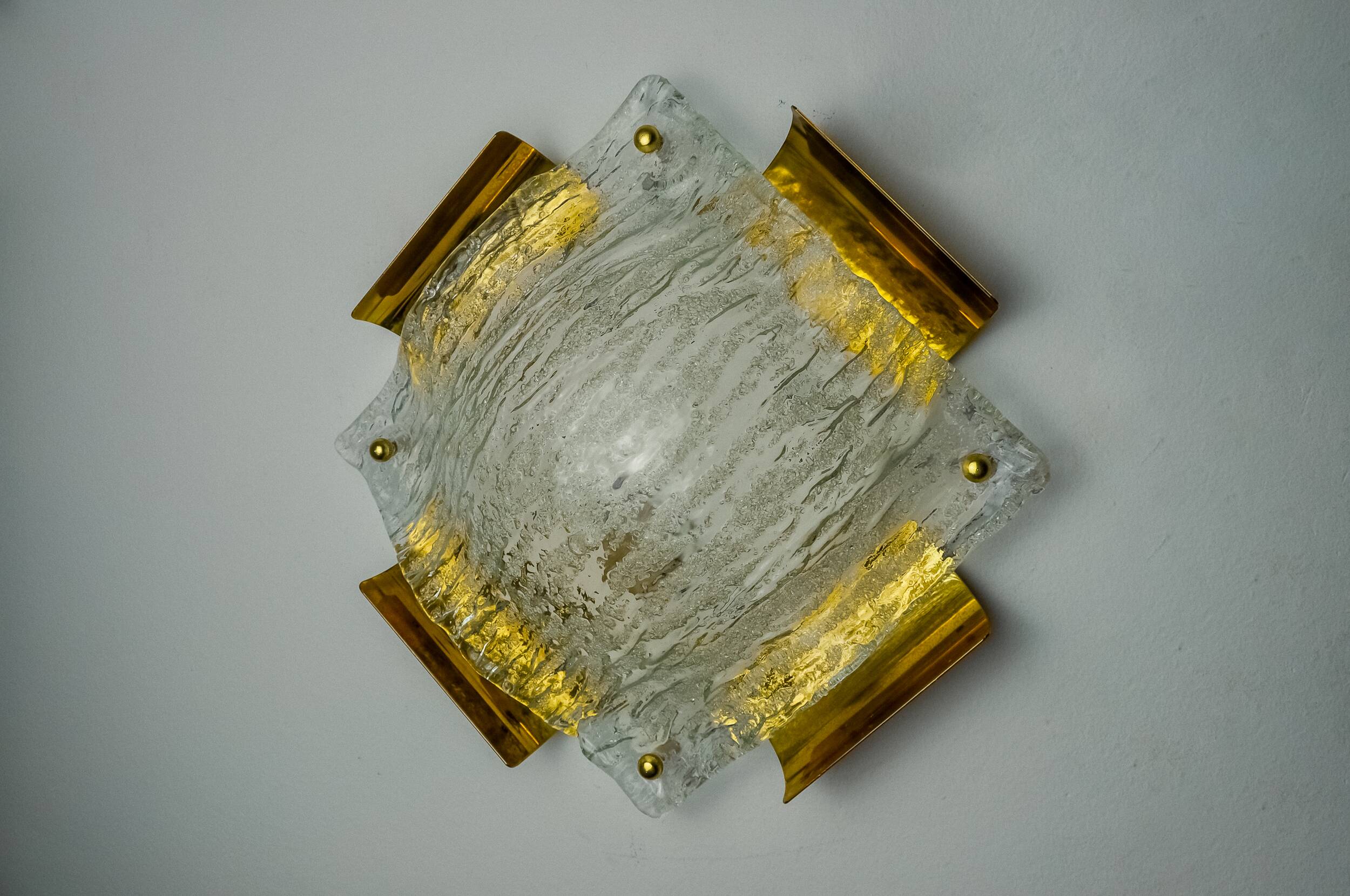 XL frosted wall light by Kalmar, Murano glass, Austria, 1970