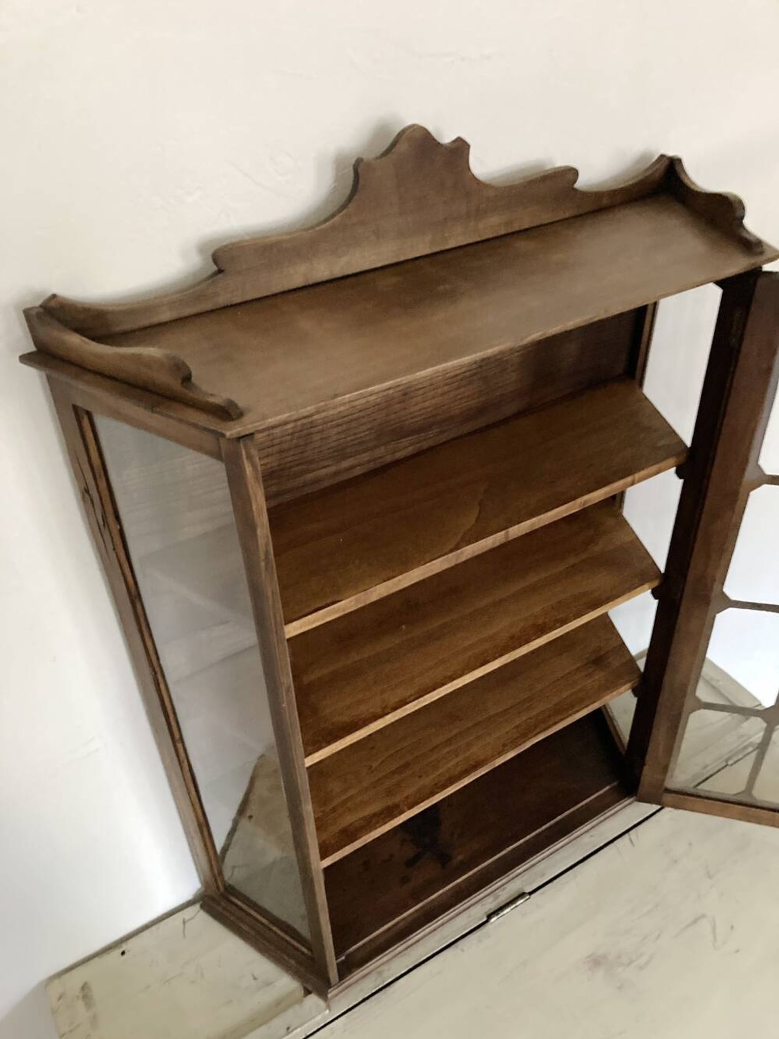 Antique wooden wall display cabinet