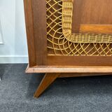 Rattan wardrobe with compass feet