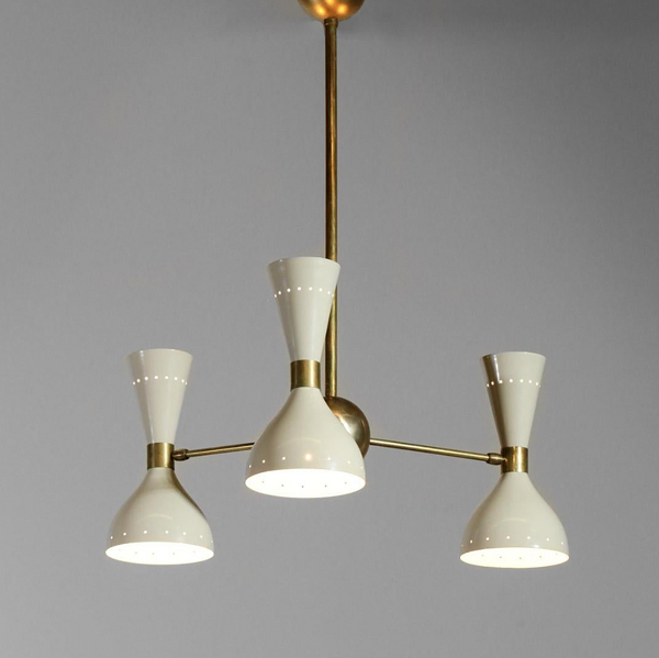 Lustre italien 3 bras blanc ivoire