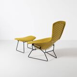 Vintage Harry Bertoia Bird lounge chair and ottoman, Knoll, circa 1960s, re